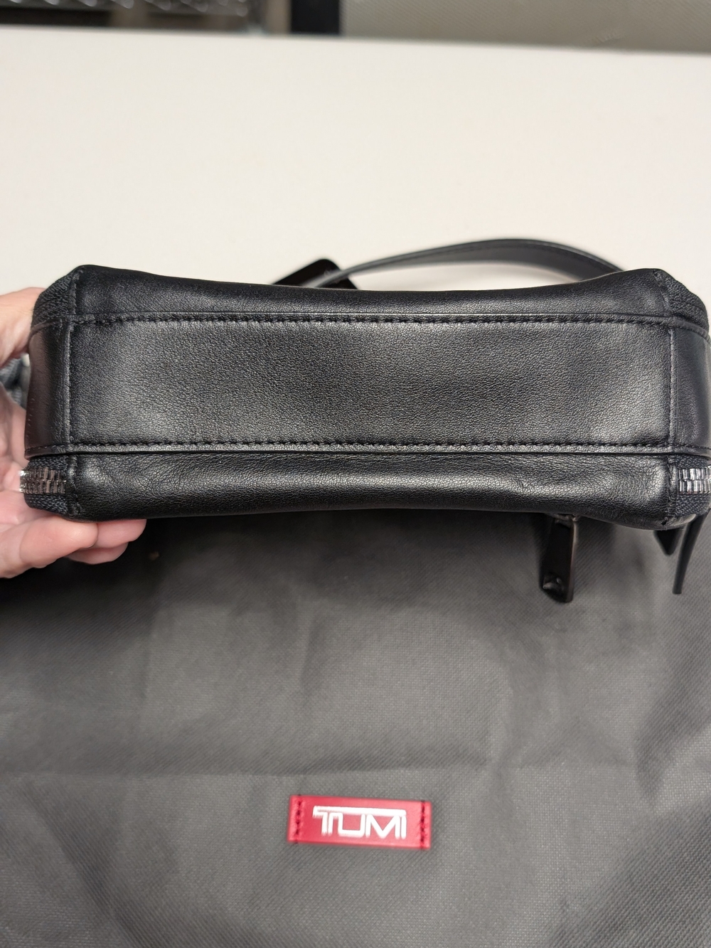 TUMI Black Leather Crossbody Bag - Picture 6 of 7